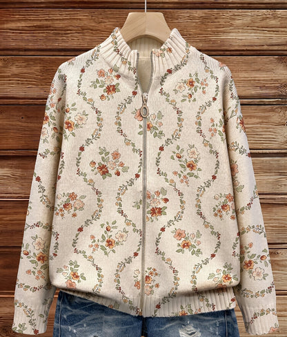 Vivienne | Cardigan Zippé Vigne Fleurie