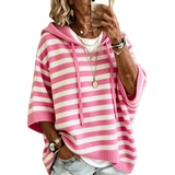 Sweat à capuche femme rayé en maille confortable