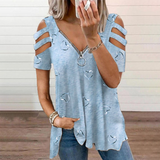 T-shirt femme à épaules dénudées avec zip
