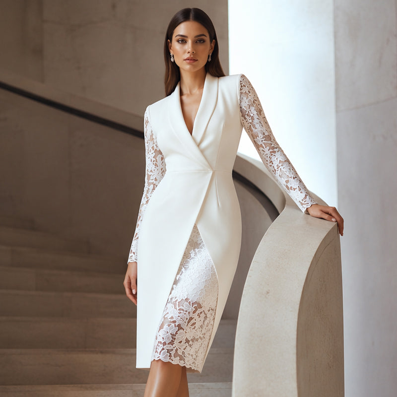 Robe blazer femme avec manches en dentelle