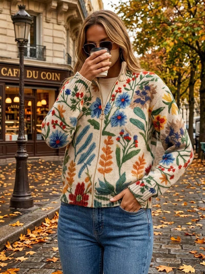 Clémentine | Cardigan Zippé Jardin Botanique