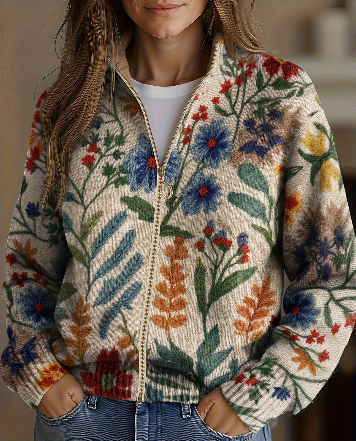 Clémentine | Cardigan Zippé Jardin Botanique