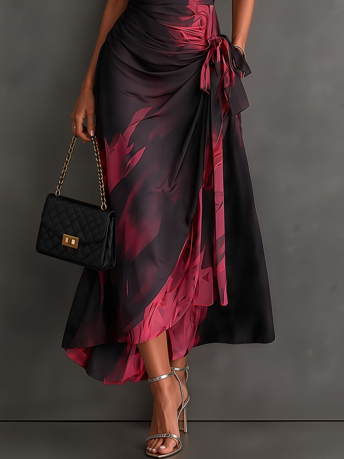 Bérénice | Robe Midi Portefeuille à Imprimé Aquarelle