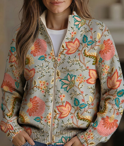 Coralie | Cardigan Zippé Jardin Fleuri Vintage